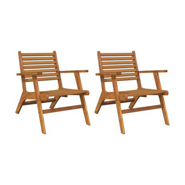 Garden Chairs Solid Acacia Wood 2 Pcs