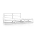 3 Piece Garden Lounge Set White Solid Pinewood White