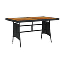 Garden Table Black 130 X 70 X 72 Cm Poly Rattan And Solid Acacia Wood