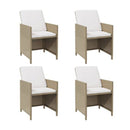 Garden Chairs With Cushions 4 Pcs Poly Rattan Beige