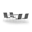 5 Piece Outdoor Black Dining Set Steel