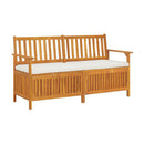 Storage Bench With Cushion 148 Cm Solid Wood Acacia