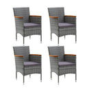 Garden Dining Chairs Poly Rattan Grey 4 Pcs