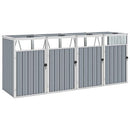 Quadruple Garbage Bin Shed Grey 286 X 81 X 121 Cm Steel