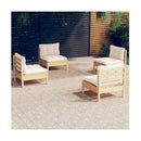 4 Piece Garden Lounge Set With Cream Cushions Pinewood