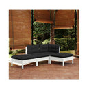 4 Piece Garden Lounge Set White With Cushions Solid Pinewood