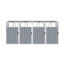 Quadruple Garbage Bin Shed Grey 286 X 81 X 121 Cm Steel
