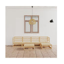 6 Piece Solid Pinewood Garden Lounge Set Brown