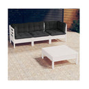 4 Piece Garden Lounge Set With Anthracite Cushions Pinewood White