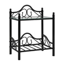 Bedside Tables 2 Pcs Steel And Tempered Glass Black