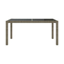 Garden Table 150 X 90 X 75 Cm Tempered Glass And Poly Rattan Grey
