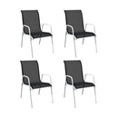 5 Piece Outdoor Black Dining Set Steel