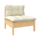 4 Piece Garden Lounge Set With Cream Cushions Pinewood