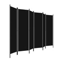 6 Panel Room Divider Black 300 X 180 Cm