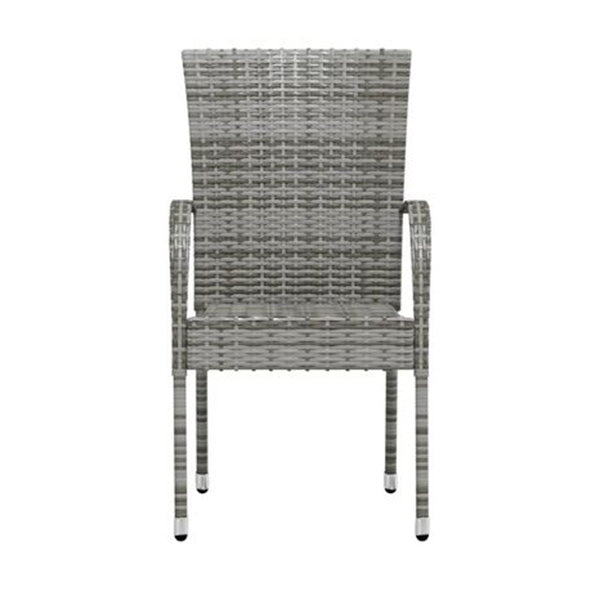 3 Piece Grey Garden Dining Set Poly Rattan