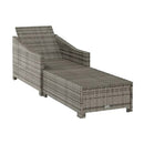 Poly Rattan Grey Sun Lounger With Dark Grey Cushion