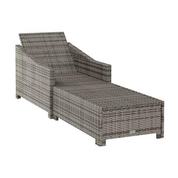 Poly Rattan Grey Sun Lounger With Dark Grey Cushion