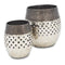 2 Piece Round Votives With Holes Aluminium Graphite And Silver