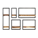 Wall Shelf Set 5 Pieces Solid Acacia Wood And Steel