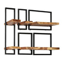 Wall Shelf Set 5 Pieces Solid Acacia Wood And Steel
