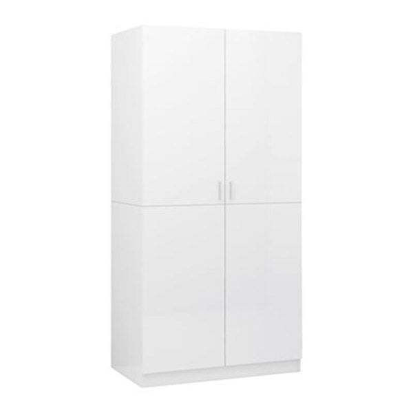 Wardrobe High Gloss White 80X52X180 Cm Chipboard