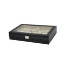 Watch Box 24 Slot Luxury Display Case With Framed Glass Lid