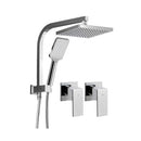 Wels Square 8 Inch Rain Shower Head Handheld Spray Bracket Rail Chrome