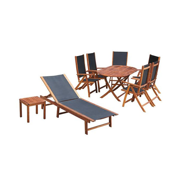 9 Piece Stylish Outdoor Dining Set With Cushions Solid Acacia Wood