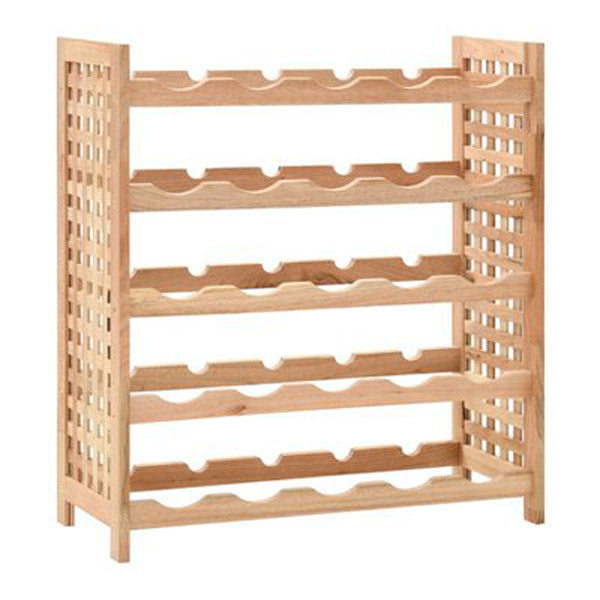 Wine Rack For 25 Bottles Solid Walnut Wood 63X25X73 Cm