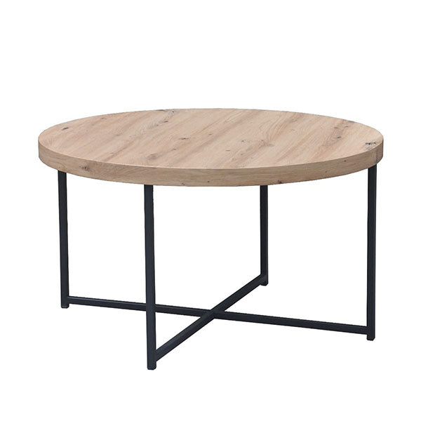 Wood Coffee Table With Black Metal Legs