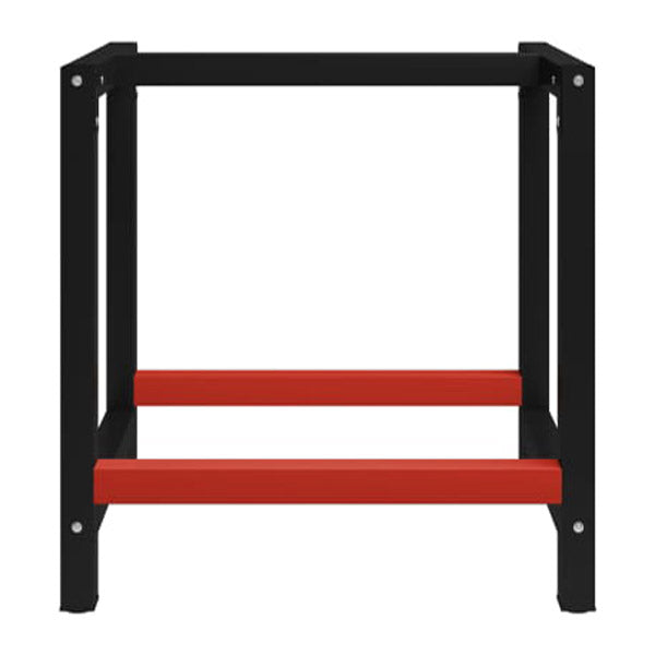 Work Bench Frame Metal Black And Red With 2 Reinforced Bars