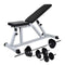 Workout Bench With Dumbbell And Barbell Set Steel