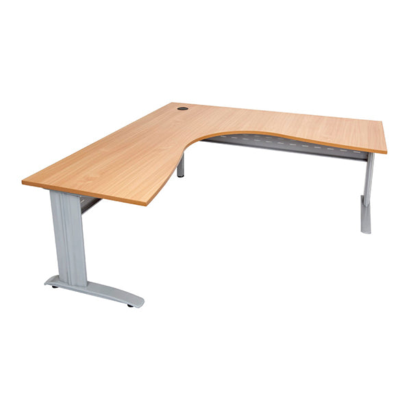 Corner Workstation With Span Leg Beech And Silver 1500X1500Mm