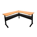 Electric Corner Workstation Beech And Black 1500X1500Mm