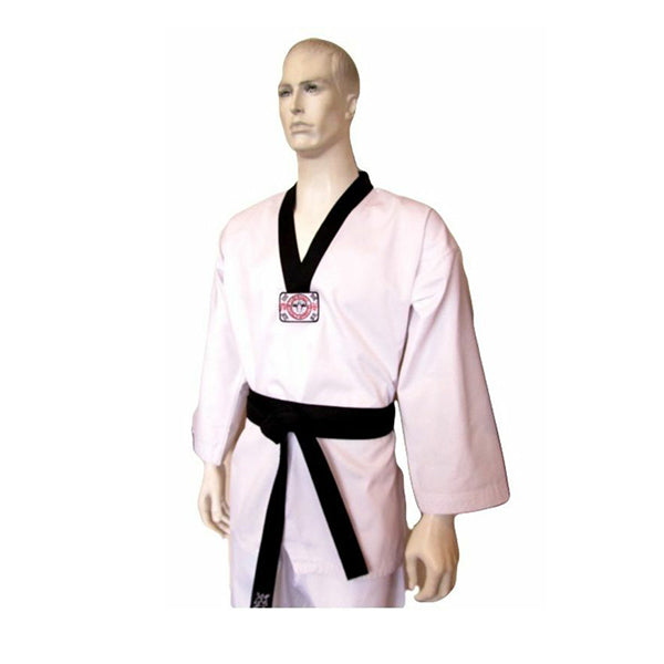 Yamasaki V2 Ribbed Taekwondo Uniform Black V Neck 8 Oz