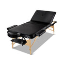Zenses 75Cm Wide Portable Wooden Massage Table 3 Fold Treatment Black